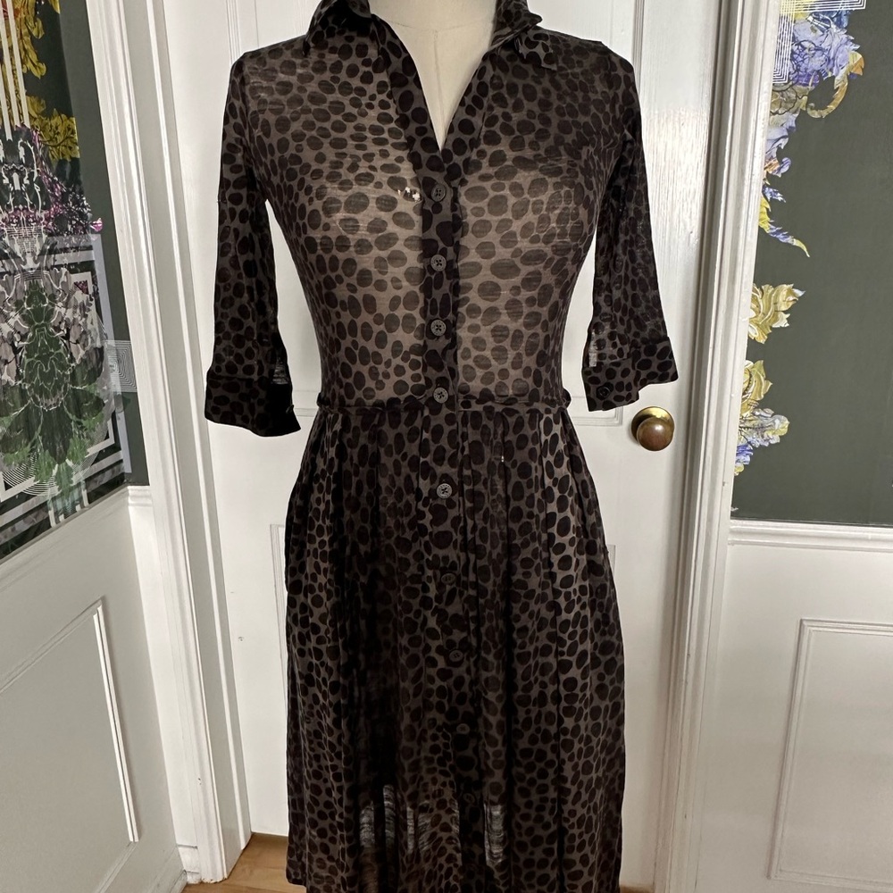 Vintage S-SUNG New York Sheer Polka Dot Shirt Dress